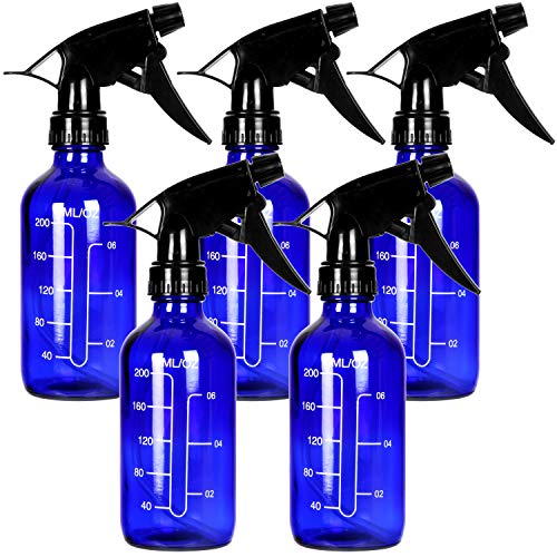 Youngever 5er Pack Leere Glassprühflasche, 250ML Klarglas Sprühflasche für ätherische Öle (Blue) von Youngever