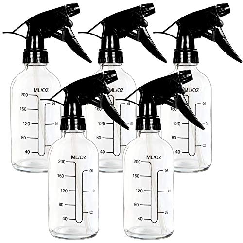 Youngever 5er Pack Leere Glassprühflasche, 250ML Klarglas Sprühflasche für ätherische Öle mit Extra Langlebigen Triggersprühern (Klar) von Youngever