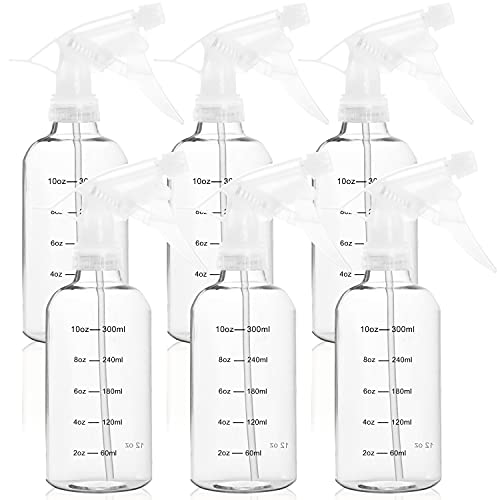 Youngever 6 Stück leere Kunststoff-Sprühflaschen mit Messung, Sprühflaschen für Haare und Reinigungslösungen (340 ml) von Youngever