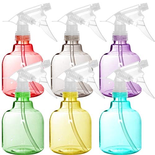 Youngever 6er Pack 350ML Kunststoff Sprühflasche, Transparent Leer Sprühflaschen Set in 6 Farben für Reinigung Reisen Blumen Garten Friseursalon von Youngever