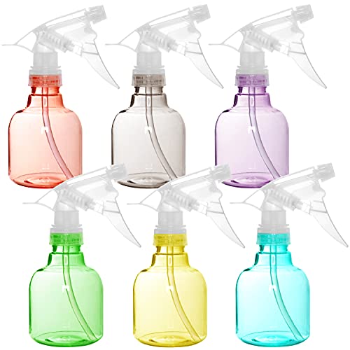 Youngever 6er Pack 250ML Kunststoff Sprühflasche, Transparent Leer Sprühflaschen Set in 6 Farben für Reinigung Reisen Blumen Garten Friseursalon von Youngever