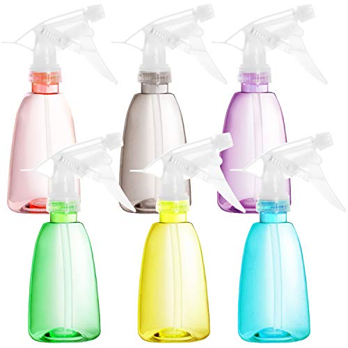 Youngever 6er Pack 250ML Kunststoff Sprühflasche, transparent leer Sprühflaschen Set in 6 Farben für Reinigung Reisen Blumen Garten Friseursalon von Youngever