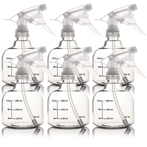 Youngever 6er Set 500ML Sprühflaschen, Durchsichtige, Leere Kunststoff Sprühflaschen Set für Haare und Reinigungslösungen, Reisen, Gartenarbeit (500ML) von Youngever