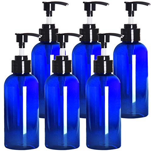 Youngever 6er Set Pumpflaschen aus Kunststoff 250ML, Nachfüllbare Pumpflaschen aus Kunststoff (Blue) von Youngever