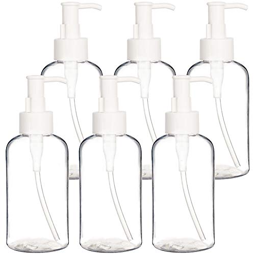 Youngever 6er Set Pumpflaschen aus Kunststoff 250ML, Nachfüllbare Pumpflaschen aus Kunststoff (Clear) von Youngever