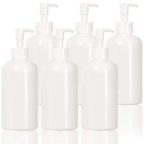 Youngever 6er Set Pumpflaschen aus Kunststoff 350ML, Nachfüllbare Pumpflaschen aus Kunststoff (Weiß) von Youngever
