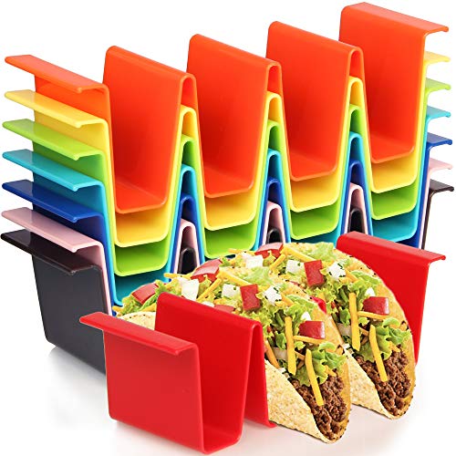 Youngever 8er Pack Taco Halter Ständer, Mehrweg Kunststoff Taco Halter Taco Rack, Taco Tray Hält Set mit 8 (Rainbow) von Youngever
