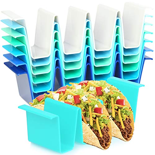 Youngever 8er Pack Taco Halter Ständer, Mehrweg Kunststoff Taco Halter Taco Rack, Taco Tray Hält Set mit 8 verschiedenen Farben(Coastal) von Youngever