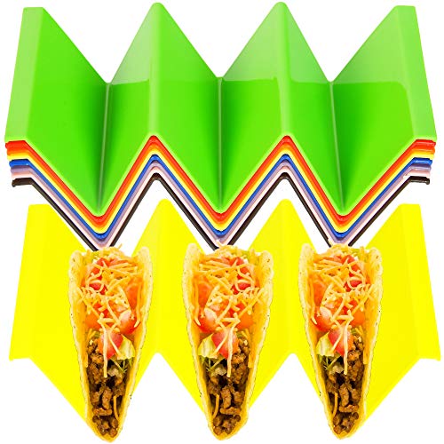 Youngever 9er Pack Large Taco Halter Ständer, Mehrweg Kunststoff Taco Halter Taco Rack, Taco Tray Hält Set mit 9 verschiedenen Farben von Youngever