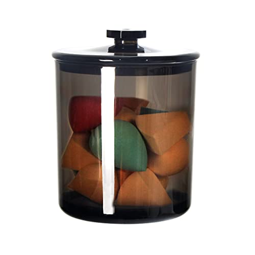 Youngever 900ML Schwarz Wattepadbehälter mit Deckel, Mehrweg Apothekergläser aus Durchsichtigem Kunststoff, Wattepad Spender und Wattestäbchen Behälter, Qtip-Halter, Badezimmergläser von Youngever