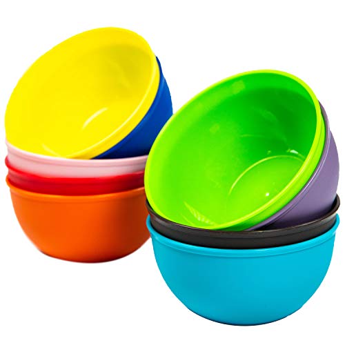 Youngever 9er Pack 300ML Plastikschüsseln, Mehrweg Kinder Müslischale Snackschale Salatschale Suppenschale für Salat, Obst, Snacks (Rainbow) von Youngever