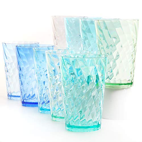 Youngever 9er Pack 600ML Trinkbecher, Mehrweg Wassergläser, Kunststoff Gläser, Plastikgläser wiederverwendbare Plastikbecher, unzerbrechliche Gläser (Twist-Muster von Youngever