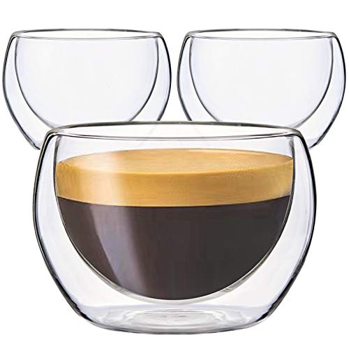 Youngever 3er Pack 150ML Espressotassen, Glas Kaffeetassen, Doppelwandige Kaffeegläser, Thermoisoliert von Youngever