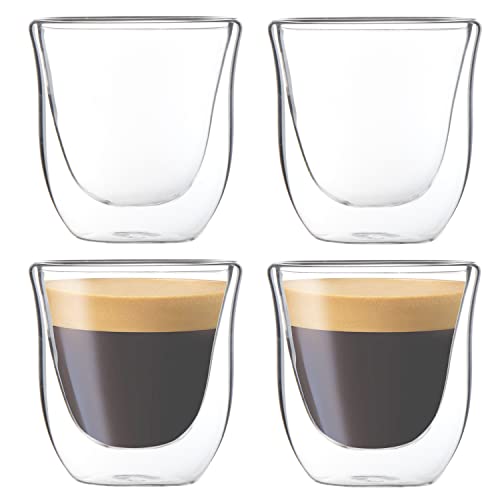 Youngever 4er Set 80ML Espressotassen, Glas Kaffeetassen, Doppelwandige Kaffeegläser von Youngever