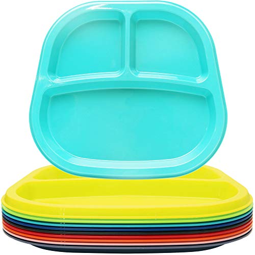 Youngever 9er Set Geteilt Kinderteller Plastik (Rainbow) von Youngever