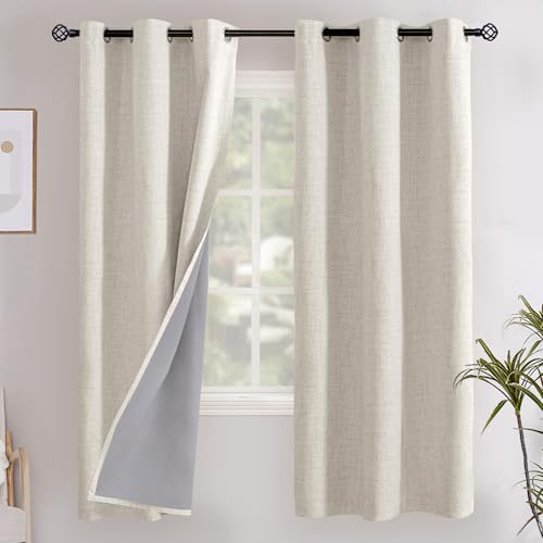 YoungsTex Verdunkelungsvorhänge aus Leinen, 183 cm Länge, für Schlafzimmer, wärmeisoliert, mit Ösen, für Wohnzimmer, Landhausverdunkelung, strukturierte Schattierung, energiesparend, 2 Paneele, 106,7 von YoungsTex