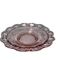 Anker Hocking Pink Alte Kolonie Offene Spitze Glas Schale Mit Geätzten Floralen Design von YoungsThingsandStuff