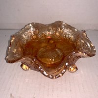 Antike Fenton Ringelblume Panther, Schmetterling & Beere 3 Krallenfüße Schale von YoungsThingsandStuff