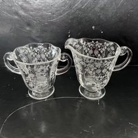 Vintage Fostoria Bouquet Geätzt Floral Glas Zucker & Milchkännchen von YoungsThingsandStuff