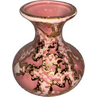 Vintage Handdekorierte Rosa/Gold/Weiß Keramik Vase von YoungsThingsandStuff