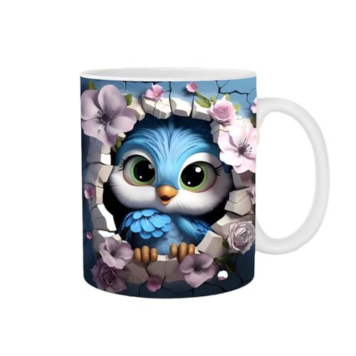 Youngwier 3D-Eulenbecher | Niedliche Tassen, Keramik-Kaffeetassen mit 3D-Flachlack-Design - Eulen-Tasse, originelle Kaffeetasse aus Keramik, 325 ml, Urlaubs- und Geburtstagsgeschenk für Kaffee von Youngwier