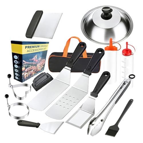 Youngwier Grill-Set,Outdoor Grillzubehör Set Mit Robusten Edelstahl-Utensilien | 14-teiliges Tragbares Grillset Für Camping Gartenparty Fleisch Gemüsespieße Mit Langlebiger Konstruktion von Youngwier