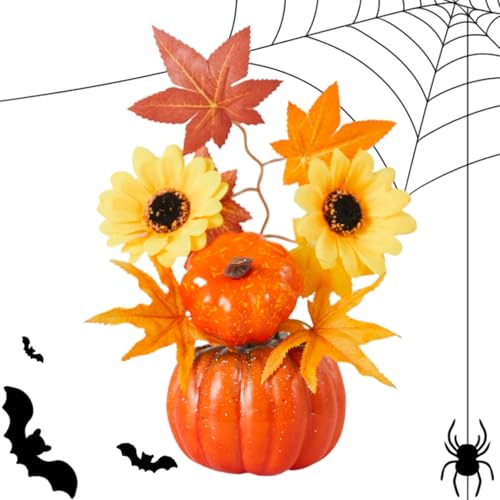 Youngwier Halloween Kürbis Dekoration - Herbstliche Kürbisdekoration Mit Sonnenblume | Tischdekoration Für Ecke Bad Kamin Wohnzimmer Schreibtisch Youngwier Halloween Kürbis Dekoration - Herbstliche Kürbisdekoration Mit Sonnenblume | Tischdekoration Für Ecke Bad Kamin Wohnzimmer Schreibtisch von Youngwier