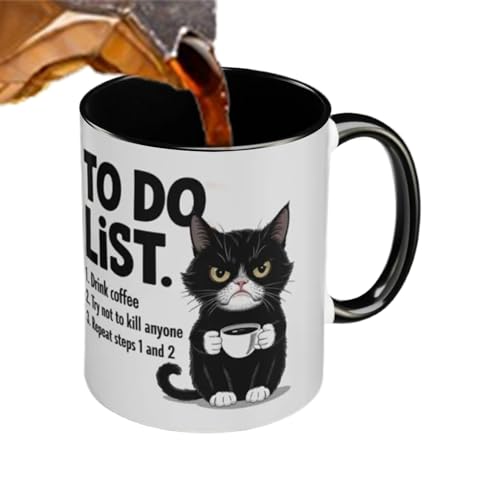 Youngwier Katzen Teetasse, Lustiger To-Do-Liste Katzen Becher, Wiederverwendbar Isolierbecher Heiß & Kalt von Youngwier