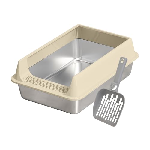 Youngwier Katzenklo,Hochwand Katzenklo mit Schaufel | Antihaft Katzenzubehör Für Große Mittelkleine Katzen Wohnung Garten Balkon Terrasse von Youngwier