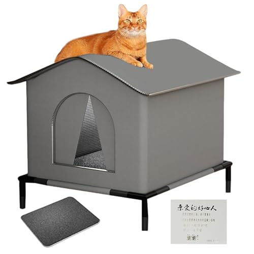 Youngwier Outdoor Katzenhaus Wetterfest | Warmer Haustier-Schlafplatz Für Winter Mit Matte Und Türen | Isoliertes Winter Tierzelt Bett Für Garten Terrasse Balkon von Youngwier