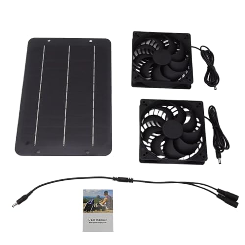 Youngwier Solargetriebener Ventilator Für Außenbereich,Solarbetriebener Lüfter Für Hühnerstall | Belüftungsset Mit Leistungsstarker Kühlung Für Camping Wandern Rucksacktour von Youngwier
