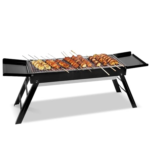 Youngwier Tragbare Holzkohlegrills | Outdoor Grill Mit Seitentisch - Grillzubehör Für Picknick Garten Und Camping von Youngwier