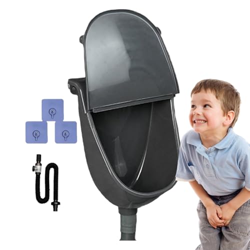 Youngwier Wandmontiertes Urinal mit Deckel, Garagen Urinal Spülkasten Wandmontage, Spritzdichter Harnleiter mit Spülfunktion und Schlauch für Camping Wohnmobil Garten von Youngwier