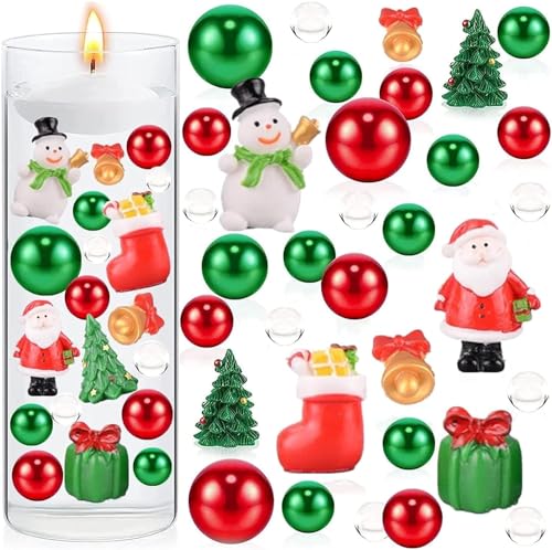 Christmas Vase Filler Weihnachtsperle für Vasenfüller Floating Pearls Candy Cane Water Gel Beads für Vases Weihnachtsdeko Tischdekoration Durchsichtig Weihnachten Wasserperlen für Vasen Füller (X) von Youning