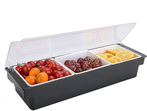 Cocktail Bar Zutatenbehälter 3/4/5/6 Gitter Multifunktionale Obstschachtel Gewürzspender Garnieren Kunststoff Obst Caddy Tablett Home Veggie Box mit Deckel für Küche Esszimmer Hotels von Youning