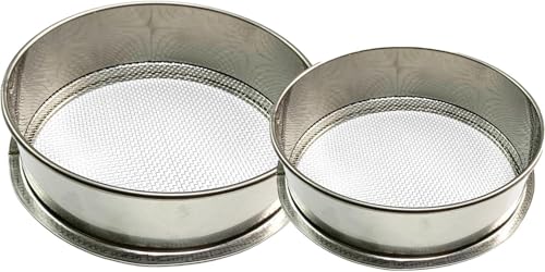 Gartensieb Rund Erdsieb Kompostsieb Metall Sandsieb Steinsieb Edelstahl Bodensieb Siebkorb Siebeinsätze Gartenwerkzeug Sieb für Erde Steine Kompost Unkraut Sand Schotter, 3 mm/8 Maschen (20cm+30cm) von Youning
