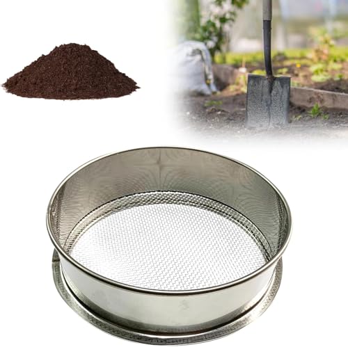 Gartensieb Rund Erdsieb Kompostsieb Metall Sandsieb Steinsieb Edelstahl Bodensieb Siebkorb Siebeinsätze Gartenwerkzeug Sieb für Erde Steine Kompost Unkraut Sand Schotter, 3 mm/8 Maschen (30cm/1PC) von Youning