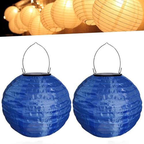 Lampions Außen Wetterfest Bunt Solar LED Laterne Warmweiß Solarlampions für Außen Hängend Lampions Solar Outdoor für Garten Hof Terrasse Hochzeit Fest Deko Hängende Gartenlaterne (20cm 2PCS/Dunkblau) von Youning