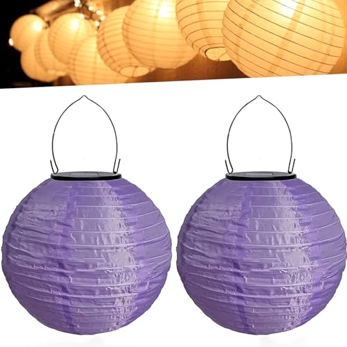 Lampions Außen Wetterfest Bunt Solar LED Laterne Warmweiß Solarlampions für Außen Hängend Lampions Solar Outdoor für Garten Hof Terrasse Hochzeit Fest Deko Hängende Gartenlaterne (20cm 2PCS/Violett) von Youning