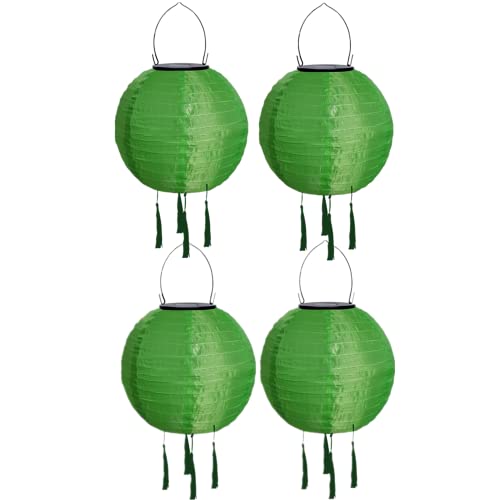 Lampions Außen Wetterfest Solar, LED Solarlaterne Außenlaternen Wasserdicht Solar Lampion mit Quaste Solarlampen Hängende Gartenlaterne Papierlampen Outdoor Ballform Papierlaterne, 20cm (4pcs-Grün) von Youning