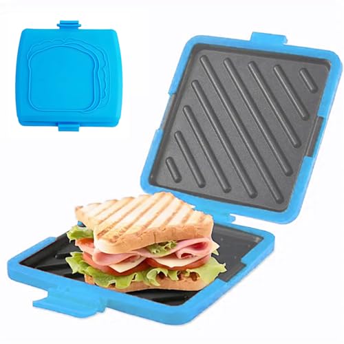 Sandwichmaker Silikon Sandwichtoaster für Mikrowelle Antihaftbeschichtete Sandwich Maker Kabelloser Sandwich Toaster Panini Sandwichplatten Toastie Maker für Sandwiches Heimbüro Schlafsaal (Blau) von Youning