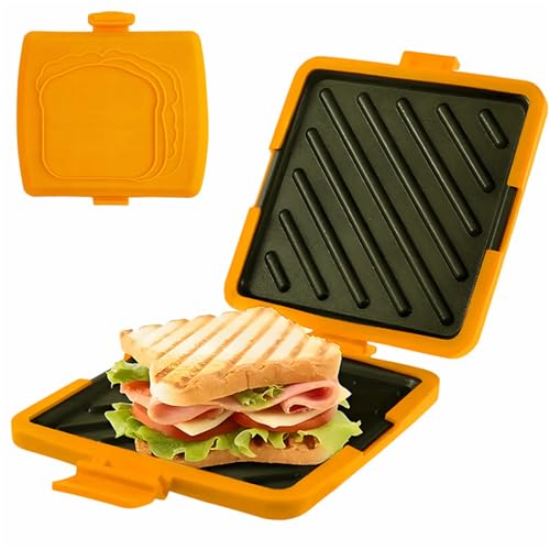Sandwichmaker Silikon Sandwichtoaster für Mikrowelle Antihaftbeschichtete Sandwich Maker Kabelloser Sandwich Toaster Panini Sandwichplatten Toastie Maker für Sandwiches Heimbüro Schlafsaal (Orange) von Youning