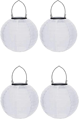 Solar Lampions Außen Wetterfest Solar Lampions Weiß Papierlaterne LED Garten Laterne Solarlampiongs Hängende Garten Lampions Outdoor Gartenlaternen Papierlaterner Nylon Papier Laterne (20cm-4PCS/Weiß) von Youning