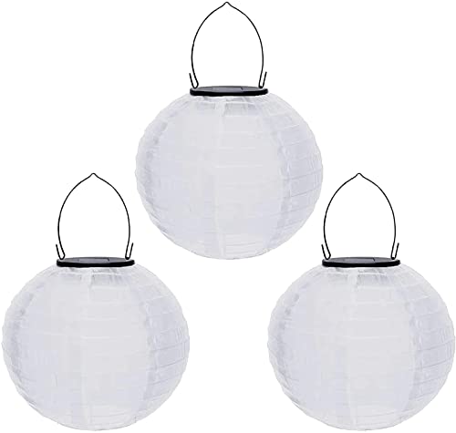 Solar Lampions Außen Wetterfest Solar Lampions Weiß Papierlaterne LED Garten Laterne Solarlampiongs Hängende Garten Lampions Outdoor Gartenlaternen Papierlaterner Nylon Papier Laterne (20cm-3PCS/Weiß) von Youning