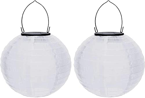 Solar Lampions Außen Wetterfest Solar Lampions Weiß Papierlaterne LED Garten Laterne Solarlampiongs Hängende Garten Lampions Outdoor Gartenlaternen Papierlaterner Nylon Papier Laterne (30cm-2PCS/Weiß) von Youning