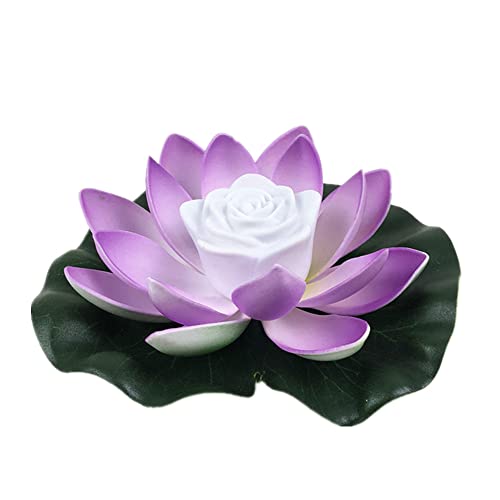 Solarleuchte 18cm LED Lotus Laterne Wasserlaterne Schwimmlaterne Solarlampen für außen Wasserdichte Garten Pool Licht Teichlicht Künstliche Seerose Licht für Garten Schwimmbad Brunnen Aquarien (Lila) von Youning