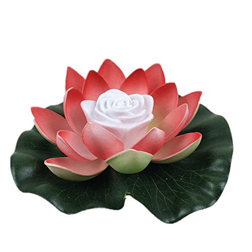 Solarleuchte 18cm LED Lotus Laterne Wasserlaterne Schwimmlaterne Solarlampen für außen Wasserdichte Garten Pool Licht Teichlicht Künstliche Seerose Licht für Garten Schwimmbad Brunnen Aquarien (Rot) von Youning