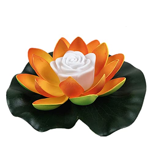 Solarleuchte 18cm LED Lotus Laterne Wasserlaterne Schwimmlaterne Solarlampen für außen Wasserdichte Garten Pool Licht Teichlicht Künstliche Seerose Licht für Garten Schwimmbad Brunnen Aquarien Orange von Youning