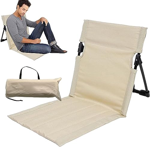 Strandmatte Faltbar Mit Rückenlehne Leicht Outdoor Sonnenliege Verstellbarer Strand Sonnenmatte Strand Liege Liegematte Sonnenliege Gepolsterte Strandmatte für Dünne Personenzelte, Balkone (Beige) von Youning