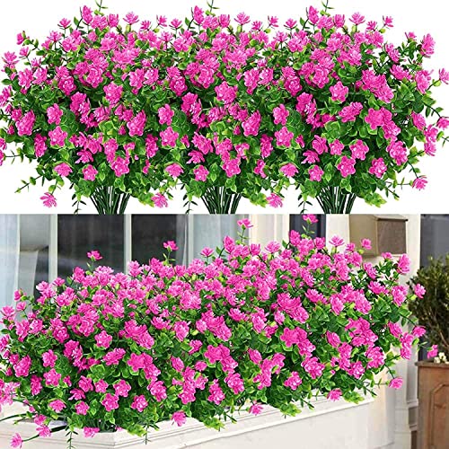 Youning 10 Bündel Kunstblumen für Außen Plastik Blumenstrauß Künstlich UV-Beständige Künstliche Blumen Wetterfest im Freien Künstliche Balkonpflanzen Wie Echt für Zuhause Garten Outdoor (Rosa) von Youning